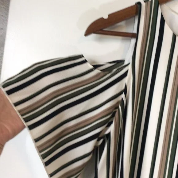 J Roberts Cold Shoulder Dress With Short Sleeves & Pin Stripes Size S - Picture 2 of 9